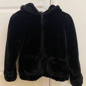 kids black faux fur jacket
